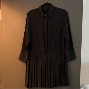 Zara pleated dress with pearl button detailing size M